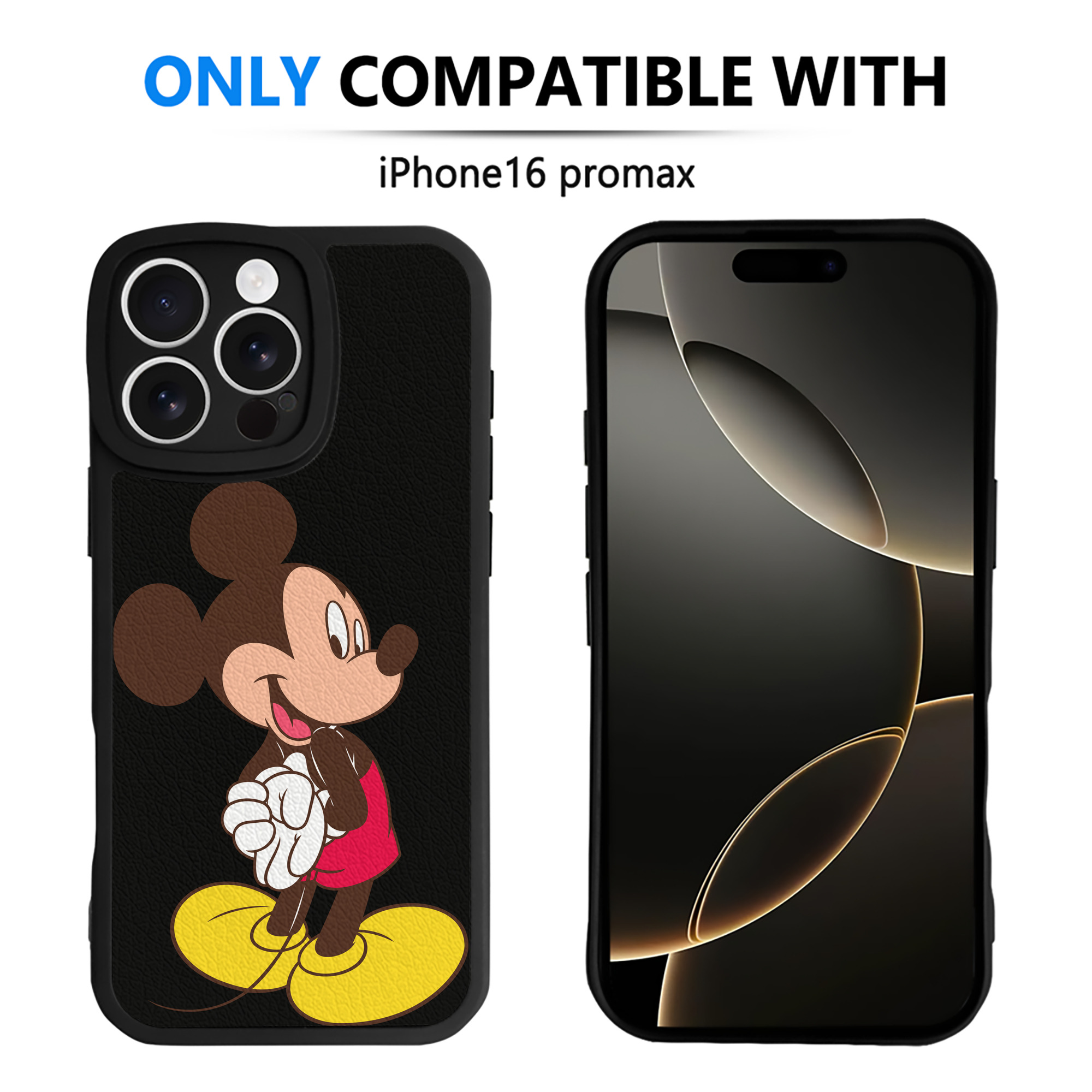 （画像用） ミッキーマウス Mickey Mouse 【iPhone 16シリーズ対応】シリコンスマホケース（レザー調） 材質：シリコン